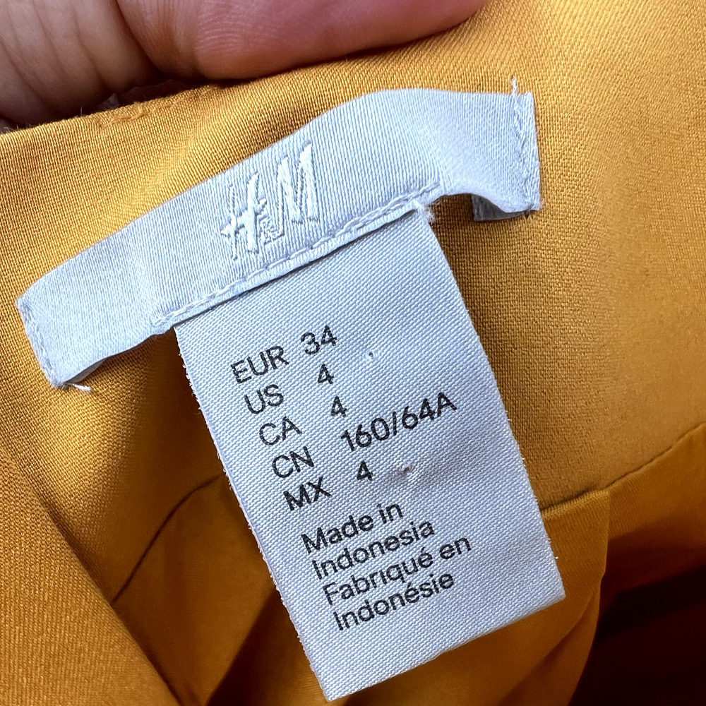 H&M Divided Womens 4 Mustard Yellow Pencil Skirt Career Workwear - Picture 5 of 6